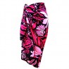 Paréo fleurie noir et rose motifs fleurs