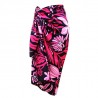 Paréo fleurie noir et rose motifs fleurs