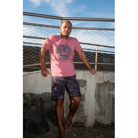 T-shirt homme couleur rose motifs drapeau tahitien , drapeau polynesien de la marque INVAD TAHITI