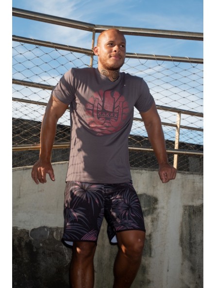 T-shirt homme couleur grise motifs drapeau tahitien , drapeau polynesien de la marque INVAD TAHITI