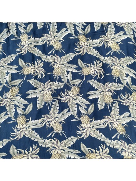Tissu imprimé mortif Ananas couleur fond vert de gris