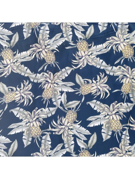 Tissu imprimé mortif Ananas couleur fond vert de gris