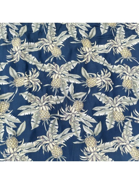 Tissu imprimé mortif Ananas couleur fond vert de gris