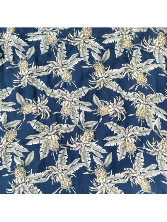 Tissu imprimé mortif Ananas couleur fond vert de gris