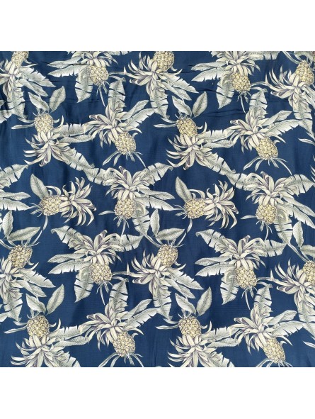 Tissu imprimé mortif Ananas couleur fond vert de gris
