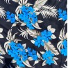 Tissi fleuri fond noir motifs bleu et argent