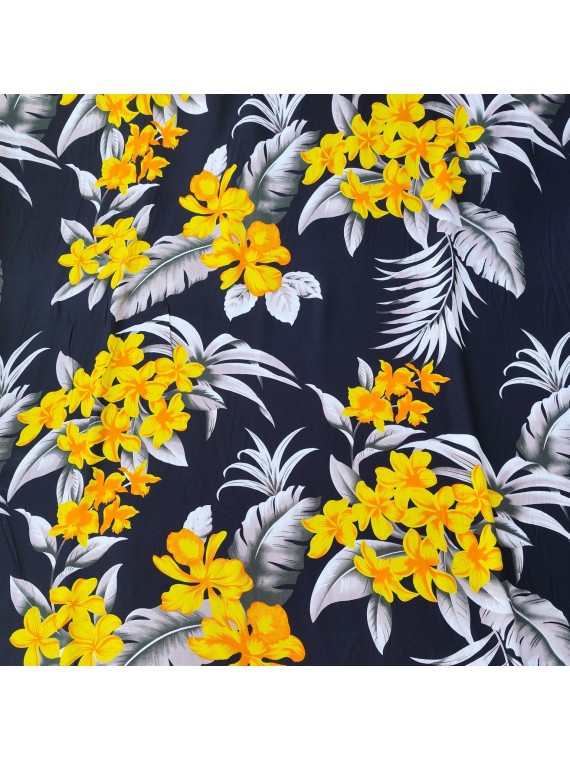 Tissu fleuri noir et jaune...