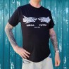 T-shirt homme couleur noir et blanc motifs requin , très beau t-shirt noir pour homme de la marque HIRO TATAU