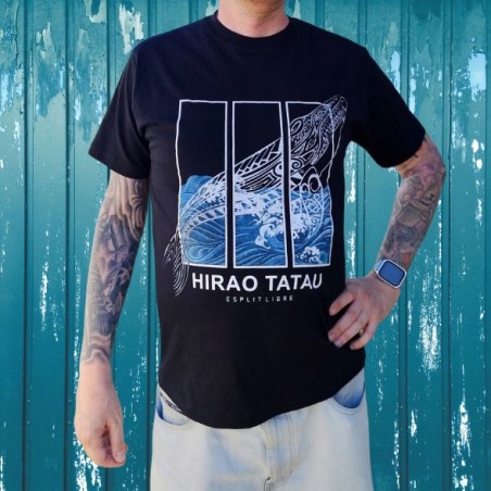 T-shirt homme couleur noir et blanc motifs baleine, très beau t-shirt noir pour homme de la marque HIRO TATAU