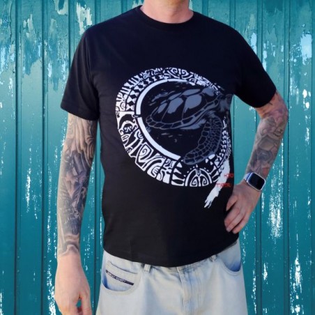 T-shirt Noir HIROA TATAU Tortue Tattoo