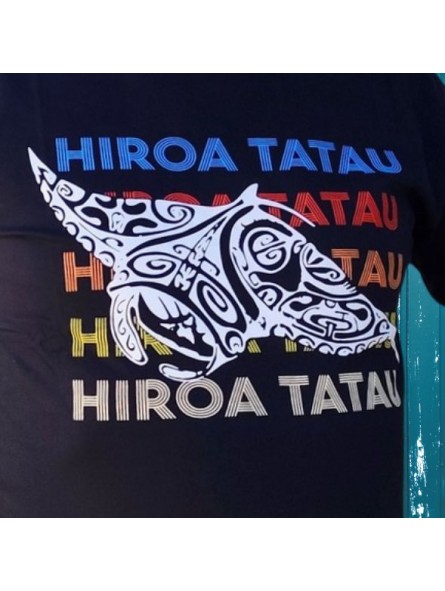 T-shirt homme couleur noir et blanc tatouage tatouage Raie manta