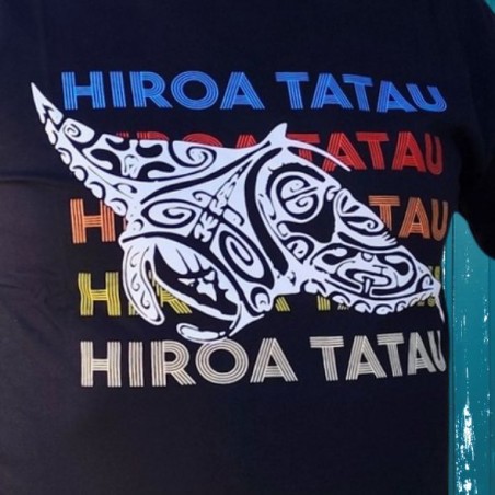 T-shirt homme couleur noir et blanc tatouage tatouage Raie manta