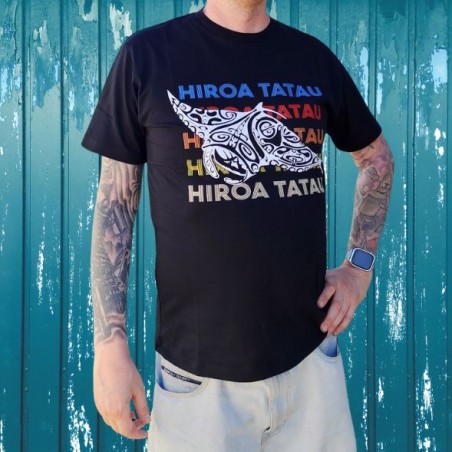 T-shirt Noir HIROA TATAU Raie manta