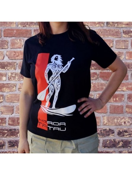 T-shirt femme couleur noir et blanc motifs tatouage tatouage Paddle
