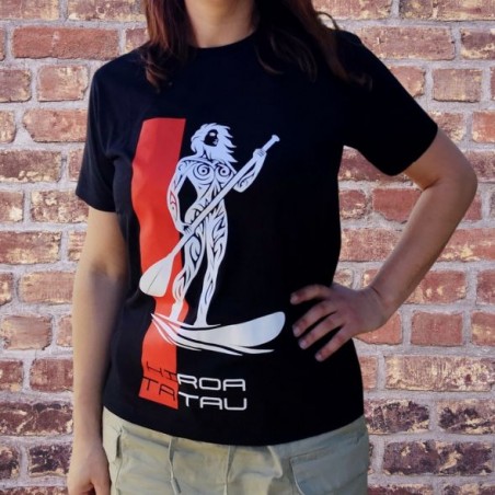 T-shirt femme couleur noir et blanc motifs tatouage tatouage Paddle