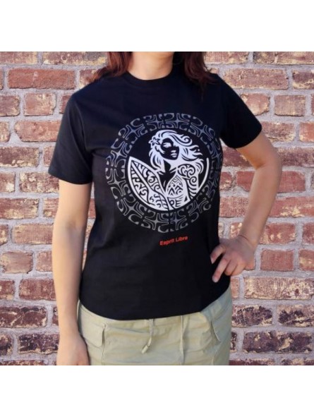 T-shirt femme couleur noir et blanc motifs tatouage tatouage  Surfeuse