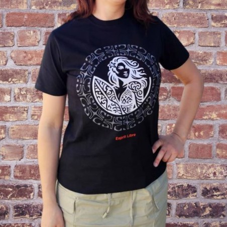 T-shirt femme couleur noir et blanc motifs tatouage tatouage  Surfeuse