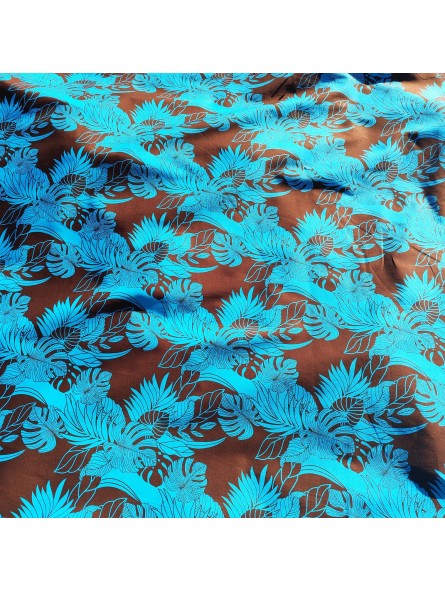 Tissu bleu chemin tropical Turquoise chocolat