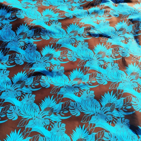 Tissu bleu chemin tropical Turquoise chocolat