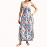 Robe bustier froncé couleur blanche motifs  fleurs oiseaux du paradis