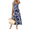 Robe longue légère motifs  feuillage bleu marine Ananas