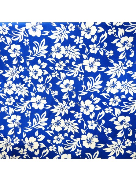 Tissu bleu et blanc Fibranne Hibiscus  best seller