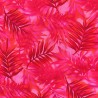 Tissu rouge vif avec motifs feuillage facon pochoir