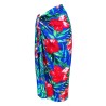 Paréo Bleu motifs gros hibiscus rouge flamboyant