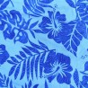 Tissu de couleur bleu avec motifs hibiscus