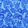Tissu de couleur bleu avec motifs hibiscus