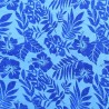 Tissu de couleur bleu avec motifs hibiscus