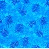 Tissu bleu vif avec motifs feuillage facon pochoir