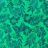 Tissu de couleur verte avec motifs hibiscus