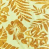 Tissu de couleur verte avec motifs hibiscus
