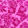 Tissu de couleur rose avec motifs hibiscus