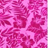 Tissu de couleur rose avec motifs hibiscus