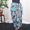 Paréo couleur bleu motifs petit hibiscus