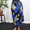Paréo noir et bleu motifs fleurs hibiscus