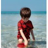 Chemise Hawaïenne enfant noire hibiscus rouge