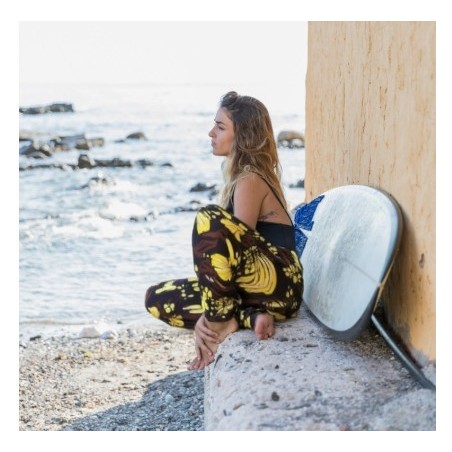 Paréo fleurie noir, marron et or  motifs fleurs