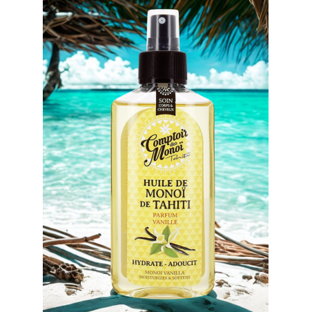 Huile Monoï de Tahiti Vanille Spray 100ml - Soin Corps et Cheveux Parfumé | Comptoir des Monoï