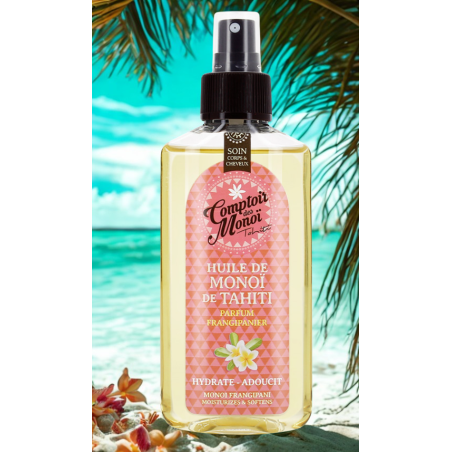 Huile Monoï de Tahiti Frangipanier Spray 100ml - Soin Corps et Cheveux | Comptoir des Monoï