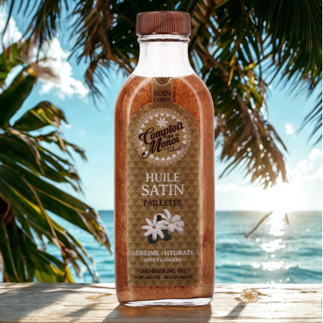 Huile Satin Pailletée Bronze 100ml - Sublimer le Bronzage au Monoï de Tahiti | Comptoir des Monoï