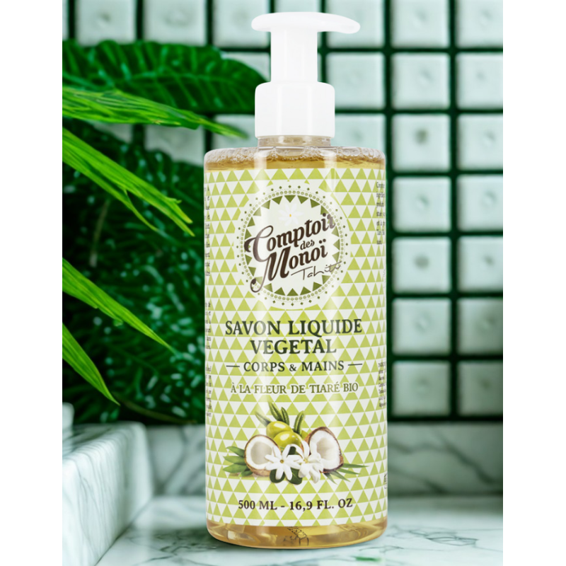 Savon liquide végétal Comptoir des Monoï Tiare Bio 500ml
