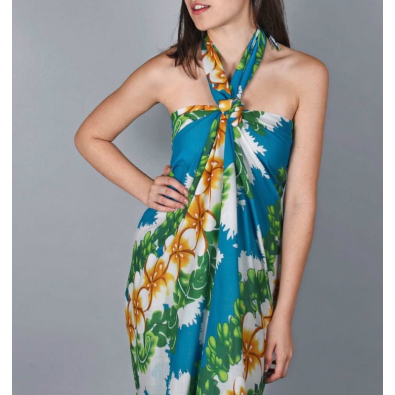 Paréo vert et blanc couleur tropique