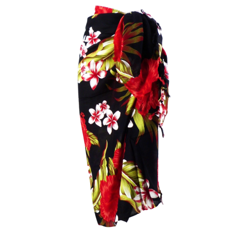 Paréo noir et rouge hibiscus Syriacus