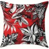 Housse de Coussin feuillage tropical noir et rouge