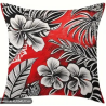 Housse de Coussin hibiscus tropical noir et rouge