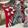 Housse de Coussin hibiscus et tatouage noir et rouge