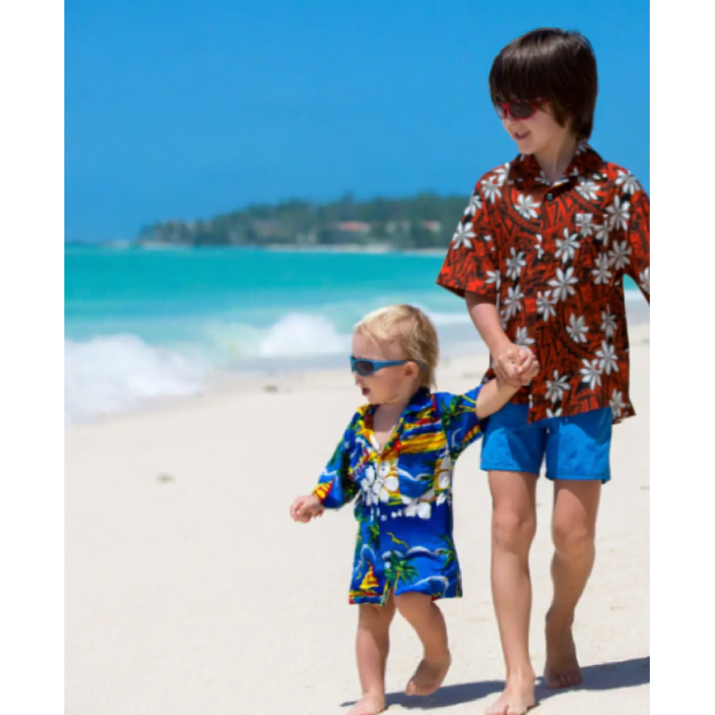 Chemise Hawaïenne enfant rouge tiaré tatouage